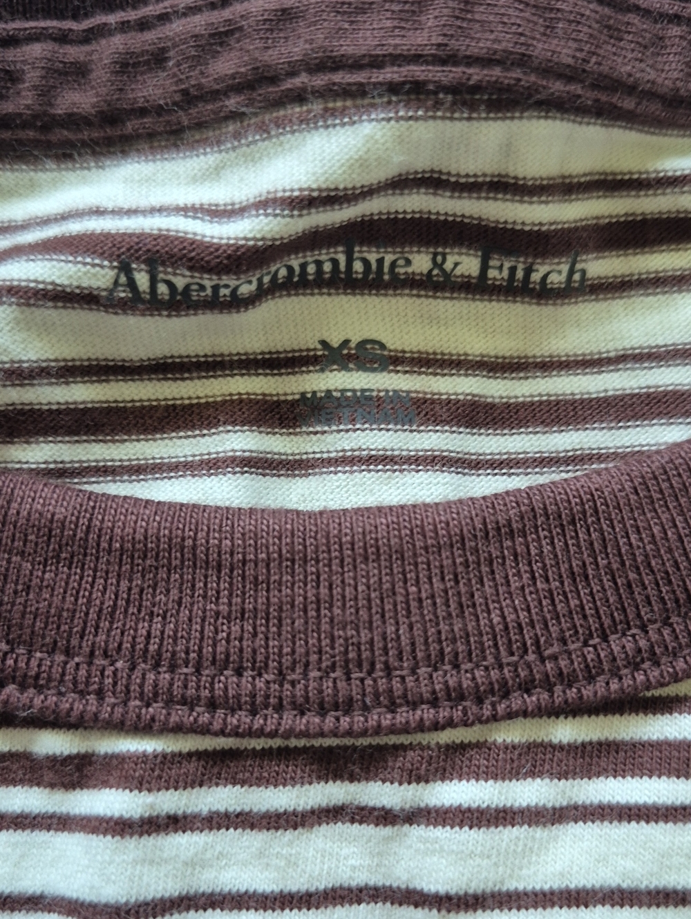 Abercrombie & Fitch Brown Cream Striped T-Shirt- Vintage Style - Picture 4 of 5